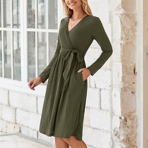 Long sleeve ribbed dress